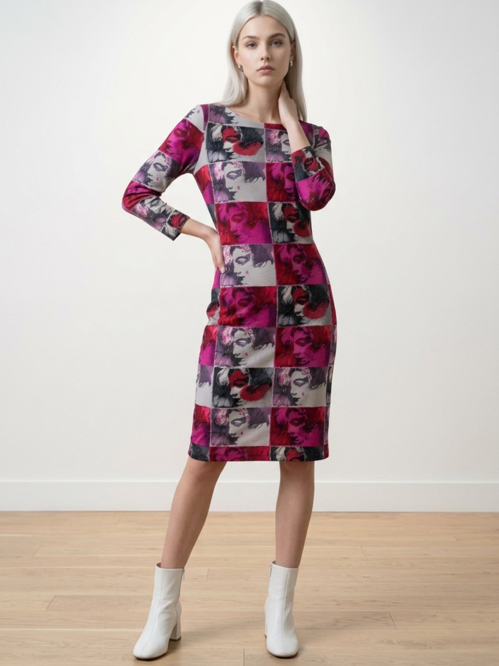 Vintage Caché Marilyn Monroe Pop Art Shift Dress Pink Y2K Size Medium